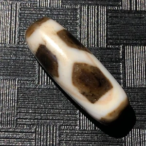 Energy Tibetan Old Agate longevity Cinnabar Totem dZi Bead 11*30mmN013 - Picture 1 of 11
