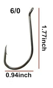 100 Octopus Beak Offset Fishing Hooks Black High Carbon Steel Fish Hook Size 6/0 - Picture 1 of 7