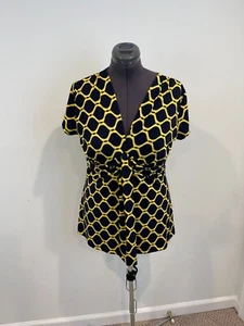 Valerie Bertinelli Top Tunika mit geometrischem Print Stretch V-Ausschnitt Flügelärmel Gr. XL - Bild 1 von 6