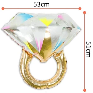 LARGE 50CM DIAMOND WEDDING RING FOIL BALLOON Engagement Party BLOW UP NO HELIUM - Picture 1 of 6