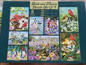 8er Set Puzzles Vögel und Blumen komplett Top gebrauchter Zustand - Bild 1 von 20