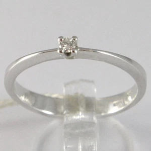 Anillo Oro Blanco 750 18K, Solitario con Diamante, CT 0.05 , Hecho en Italia - Imagen 1 de 10