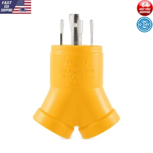 4-Prong Generator Adapter 30AMP L14-30 to 15AMP 5-15 Heavy Duty Power Splitter - Picture 1 of 7