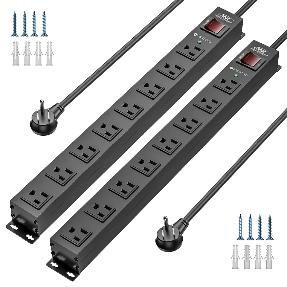 8 Outlet Heavy Duty Surge Protector Power Strip Bar 2100 J oules 15A Circuit 6FT - Image 1 of 4