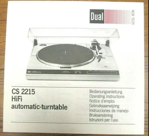 DUAL TURNTABLE CS 2215 OWNERS MANUAL ORIGINAL NOT A COPY FOR DUAL MODEL CS2215 - Picture 1 of 2