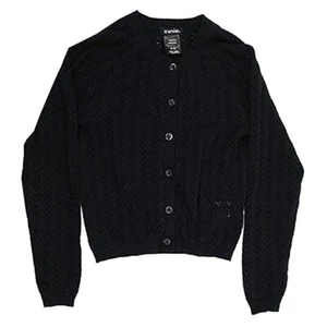Zunie Girl's Button Front Cardigan Cotton Blend Size 5-6 Black Ivory - Picture 1 of 6