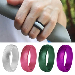Silicone Wedding Ring Rubber Band Ring Men Women Flexible Fashion Size 6-10 - Picture 1 of 16
