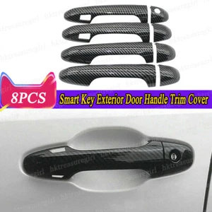 8pcs Carbon Fiber Smart Key Exterior Door Handle Trim Cover For Tacoma 2016-2023 - Picture 1 of 6