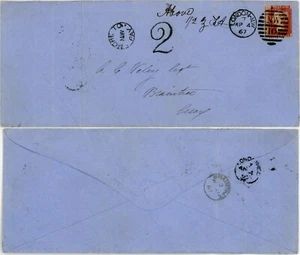 GB QV 1867 POSTAGE DUE 2d OVERWEIGHT BRAINTREE ESSEX MORE TO PAY N.W - Picture 1 of 3
