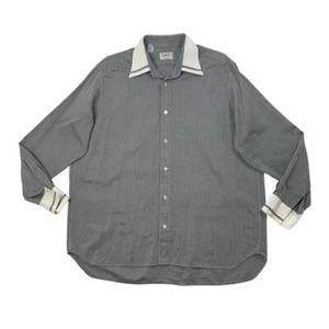 Davinci Shirt Mens 16.5 Indigo Blue White Cotton Herringbone French Cuff Dress - Picture 1 of 9