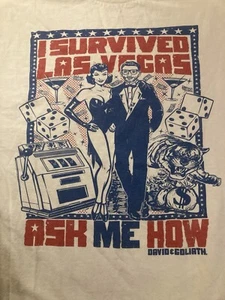 RARE David & Goliath I Survived Las Vegas Ask Me How Mens White Large Shirt - Picture 1 of 5