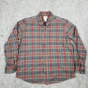 Vintage LL Bean Flannel Shirt Mens Large Plaid Red/Gray - Picture 1 of 10