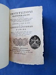 Gioseff-Antonio Aldini – Instituzioni glittografiche Cesena 1785 Prima Edizione - Picture 1 of 7