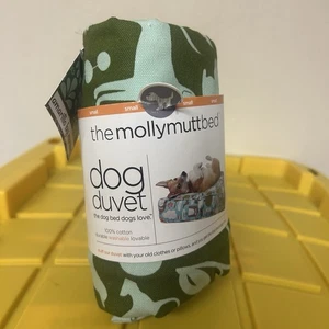 The MollyMutt Bed Dog Bed Duvet- washable- Green/white- small-22x27x5- NEW - Picture 1 of 7