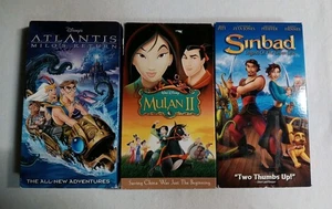 3x VHS Lot Disney & Dreamworks Slipcover Sleeve - Atlantis Mulan 2 Sinbad Kids - Foto 1 di 6