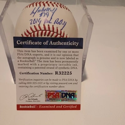 "ROOKIEBALL" Jose Abreu #79 Signed & Inscribed "2014 AL ROY" PSA/DNA COA - Image 1 of 4