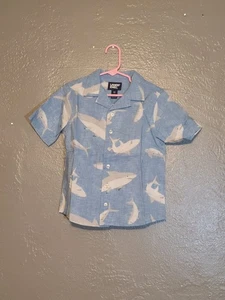 Lands End Light Blue Haze Shark Button Down Poplin Shirt NWOT Boys XS 4-5 - Picture 1 of 10