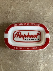 French vintage ashtray advertising St Raphael milky glass tobacco smoke aperitif - Picture 1 of 10