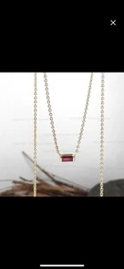 14K Yellow Gold Ruby Baguette Necklace - Picture 1 of 5