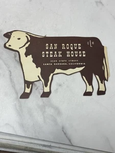 Vintage 60s Menu San Roque Steak House Santa Barbra CA Steakhouse Die Cut - Bild 1 von 4