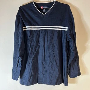 CHAPS Men's Big & Tall Navy/White Striped Windbreaker Jacket 1XB Cotton - Picture 1 of 7