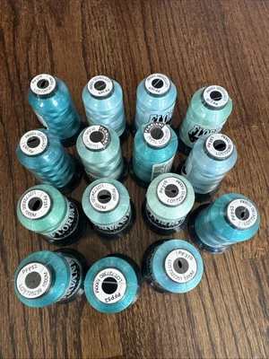 Lot of 15 Sealed FLORIANI Embroidery Thread Spools 1000m each. VRTY Of Sea Green - Image 1 of 4