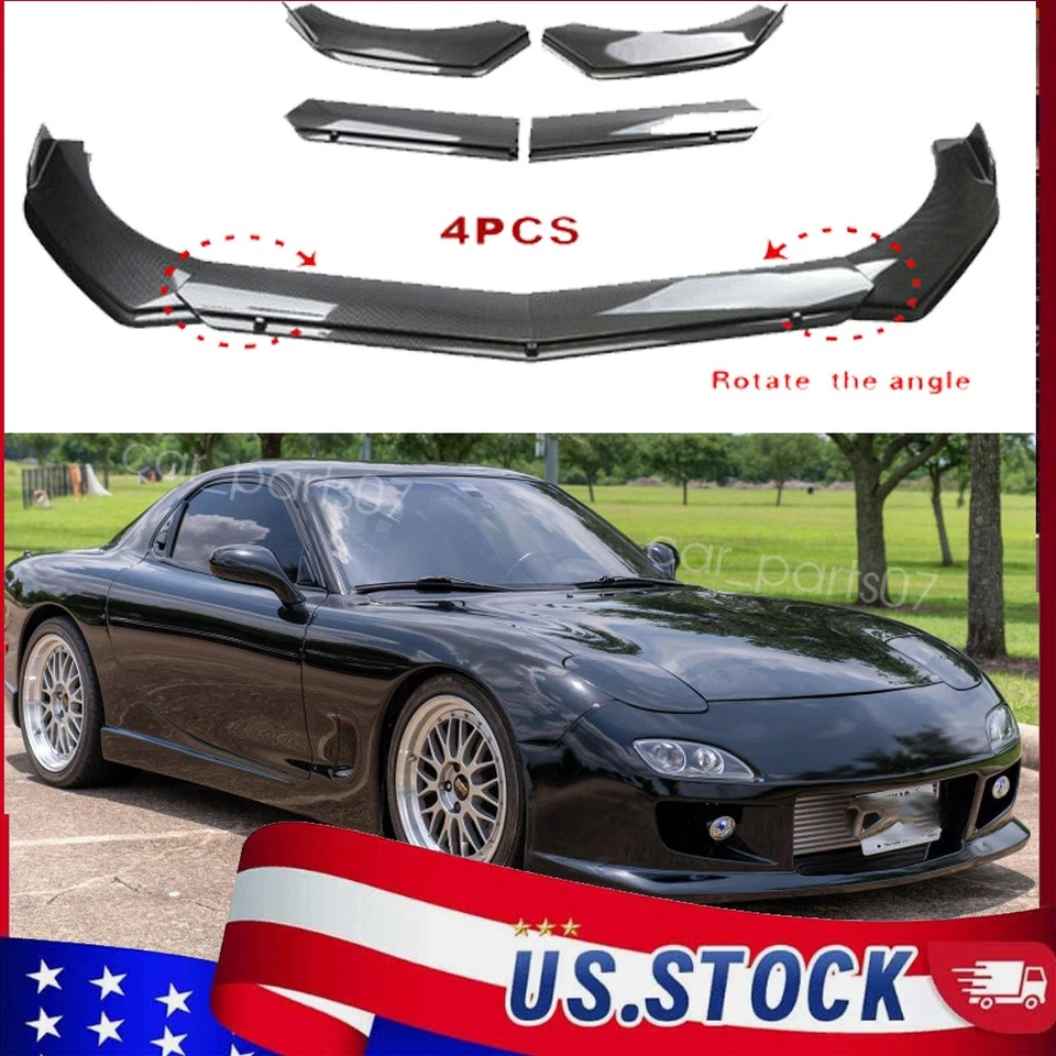 Add-on Car Front Bumper Lip Splitter Carbon Fiber Style For Mazda RX-7 Foto 1 de 4