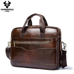 Bolso de hombro de cuero marrón para hombre portátil oficina de alta calidad clase empresarial - Imagen 1 de 14