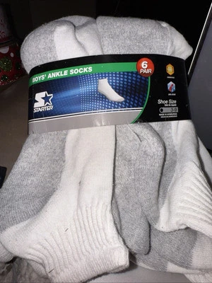 Starter Boys Ankle Socks 6 Pair Shoe Size 3 - 9  - Image 1 of 2