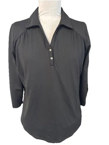 Chico’s Zenergy Golf Black Long Sleeve 2-Snap Pullover Top Size L - Picture 1 of 8