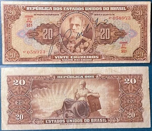 Brazil ND (1950) 20 Cruzeiros Thesouro Nacional P-144 Hand Sign Serie51A VF+ - Picture 1 of 1