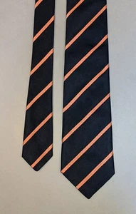 Vintage Bergdorf Goodman Black & Orange / Peach Repp Stripe Tie Made in England - Picture 1 of 5