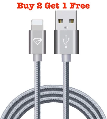 3/6/10FT STRONG Braided USB Data Sync Charger Cable Cord iPhone 14/13/12/11/X/XR - Image 1 of 4