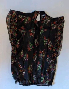 Red Herring sheer top Size 10 black with ditsy floral print, ruffles & layers - Picture 1 of 7