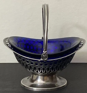 Cesta de plata esterlina Gorham con inserto de colbalto - Imagen 1 de 8