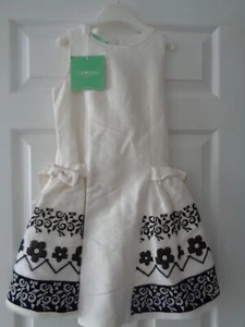 Val Max Girls Italian Designer Occasion Dress White/Black age 8 years - Picture 1 of 9