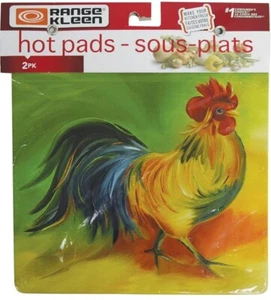Set di 2 Hot Pads/Rivestimenti Stessi in Metallo di Latta, 7"x7" Quadrati, GALLO STRAVAGANTE,RK - Foto 1 di 2
