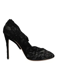 Dolce&Gabbana Women Black Pumps Nylon Floral Lace Socks High Heel Shoes Sz EU 40 - Picture 1 of 8