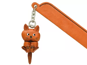 Segnalibro Charm Gatto che gioca in pelle liscia *VANCA* Made in Japan #61411 - Foto 1 di 10