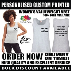 Personalised Custom FRUIT OF THE LOOM Lady Fit Women's Valueweight Sports SS051 - Picture 1 of 14
