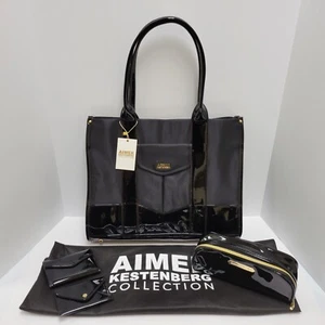 Aimee Kestenberg Black Heaston Nylon Tote Purse With Accessories And Dust Bag - Picture 1 of 10