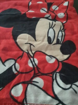 Disney Red black Baby Hooded Bath Towel minnie bow polkadots cotton terry  - Image 1 of 4