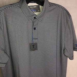 Twillory Hemd Herren Medium Navy/Lt Blau Streifen Polo Polyester Athleisure SS - Bild 1 von 7