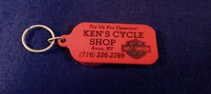 Vintage Harley Davidson Motorcycle Shop Keychain~Ken's Cycle Shop Avon, NY - Picture 1 of 3