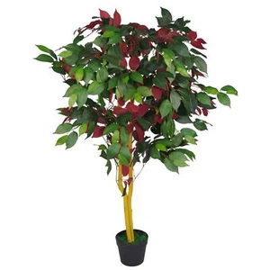 Planta de árbol ficus artificial 120 cm rojo verde realista diseño de hojas - Imagen 1 de 1