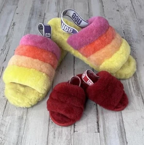 UGG Sandales Femme Pride Rainbow Fluff Yeah Slide Taille-9, Enfant Rouge UGG Slide 6 - Photo 1/20