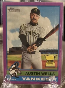 2025 Topps Heritage Light Purple Border Austin Wells New York Yankees SP - Picture 1 of 2