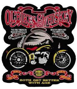 Ecusson backpatche Old Bikes & Whiskey dorsal dos grande taille patche brodé  - Picture 1 of 2