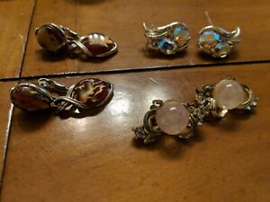 VTG CORA Rhinestone & Jelly Belly Costume Jewelry Earrings SIGNED - LOT 3 pairs