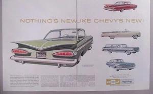 Chevrolet Double-Page PRINT AD - 1958 ~~ 1959 models, Impala, Biscayne, Bel Air - Picture 1 of 1